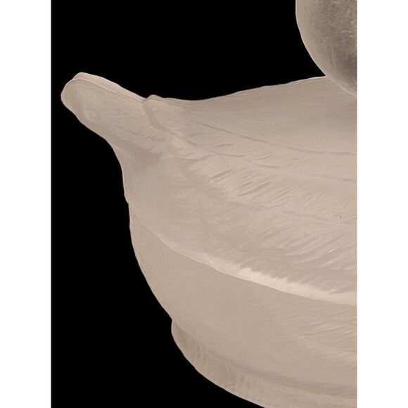 French Portieux Vallerysthal Frosted Glass Swan Trinket/Candy Dish 4¾"x 6" x 4" - Picture 5 of 16